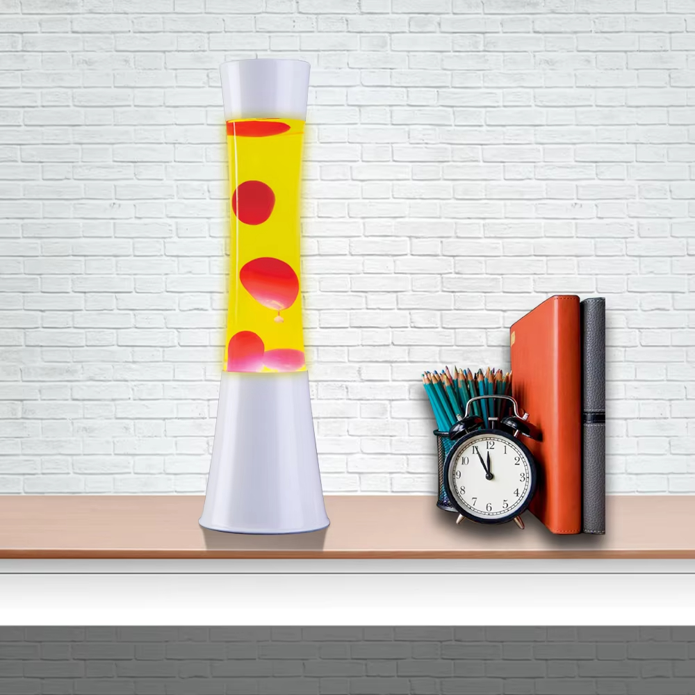 White lava lamp: Ethereal, creamy wax flows in soft glow. Unique, calming visual magic—retro charm meets serene ambiance for any space.